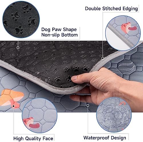 Sunheir Washable Pee Pads for Dogs - 2-Pack Reusable Puppy Wee Wee Pads, Waterproof Non-Slip Absorbent and Leakproof Training Mats for Potty, Crate, Playpen, Bed - Light Grey 36"x 48"
