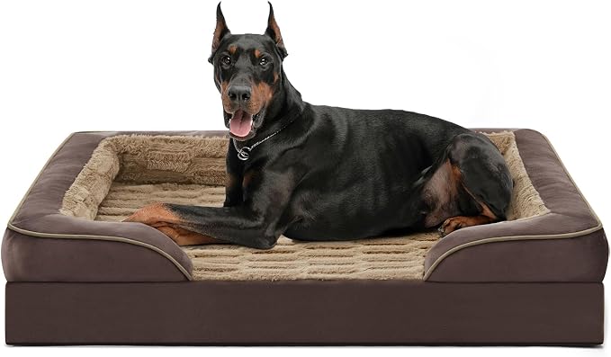 FURTIME Orthopedic Extra Large Dog Bed, Waterproof Dog Beds, 48x35x6.5 Supportive Foam Pet Couch Bed with Removable Washable Cover and Nonskid Bottom