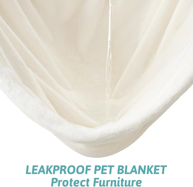 COZY KISS Luxury Faux Fur Throw Blanket for Couch, Ultra Soft Waterproof Pet Blanket, Cozy Warm Plush Blanket for Sofa Bedroom Living Room, Liquid Pee Proof for Large Dog or Cat, 50x60 inch, Cream