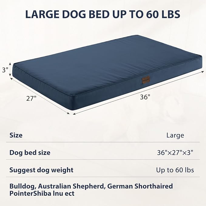 BFPETHOME Outdoor Waterproof Dog Bed for Large Dogs, Washable Cover, 36" | Outdoor & Indoor Use, Waterproof, For Medium, Large, Extra Large Dogs, Orthopedic, Egg Crate Foam, Up to 60 lbs
