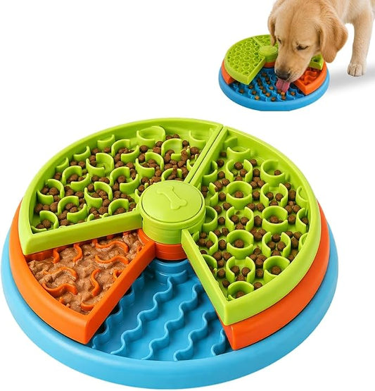 3-Level Slow Feeder Dog Bowls - Non-Slip Interactive Dog Puzzle Toy