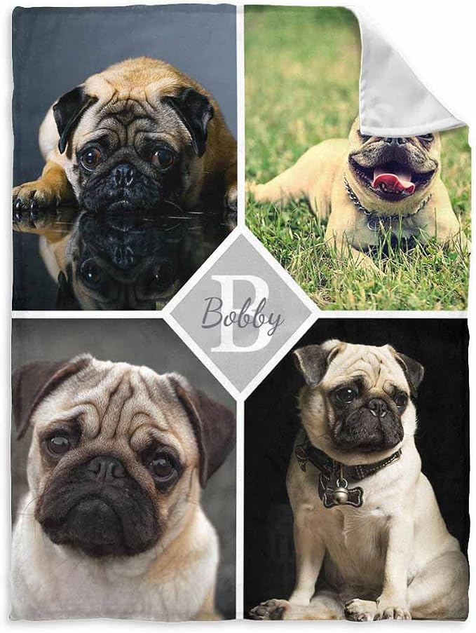 InterestPrint Personalized Memorial Fleece Blanket with Dog Cat Photo Dog Custom Pet Sympathy Remembrance Gift for Family and Friends 40X50 Inch