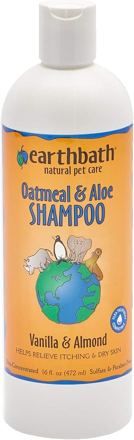 earthbath Oatmeal & Aloe Dog Shampoo, Itchy, Dog Wash, 16 Oz (2 Pack) | Oatmeal Shampoo For Dogs, Dry Skin Relief, Made in USA, Cruelty Free Pet Shampoos - Vanilla & Almond