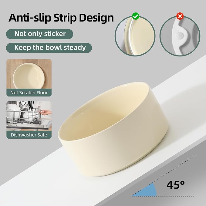 Havniva 6.1inch Ceramic Raised Dog Bowl with Stand, Double Dog Bowls Elevated for Small and Medium Breed Dog Food and Water Bowl Set Non-Slip Dog Dish Large Capacity Feeding Pet Water Bowl