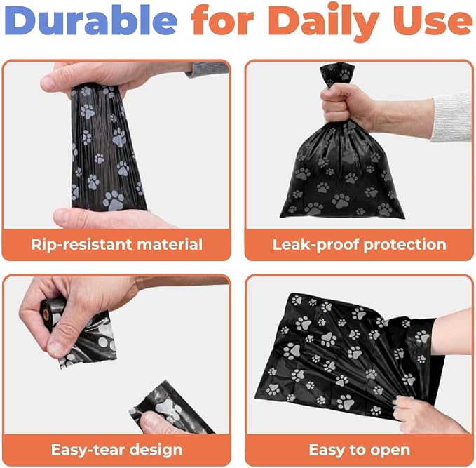 Best Pet Supplies Dog Poop Bags for Waste Refuse Cleanup, Doggy Roll Replacements for Outdoor Puppy Walking and Travel, Leak Proof and Tear Resistant, Thick Plastic - Black, 150 Bags