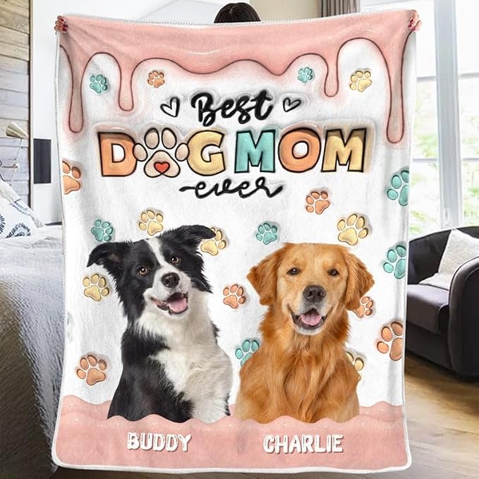 Pamaheart Custom Dog Face Blankets, Personalized Pet Photo Blanket, Fleece Dog Blankets, Customized Photo Throws, Dogs Dad Gifts, Pet Lover Gifts, Memorial Gift /25