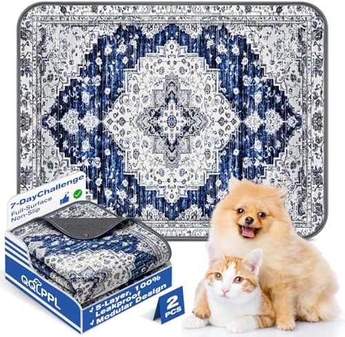 Washable Reusable Dog Pee Pads for Cats 2 Pack Waterproof Non-Slip