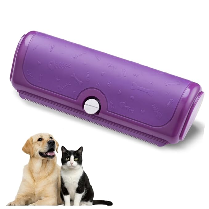 Dog and Cat Deshedding Brush for Short Hair Pets, Purple | Metal shedding blade for loose fur, short to medium coats and daily grooming
