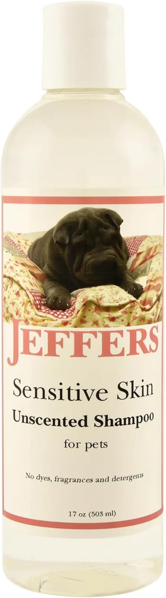 Jeffers Pet Sensitive Skin Unscented Shampoo for Dogs & Cats, 17 oz - Soap Free Cleansing Pet Shampoo for Allergy Prone Skin with Moisturizing Conditioners, Deodorizing Grooming Wash, USA Made