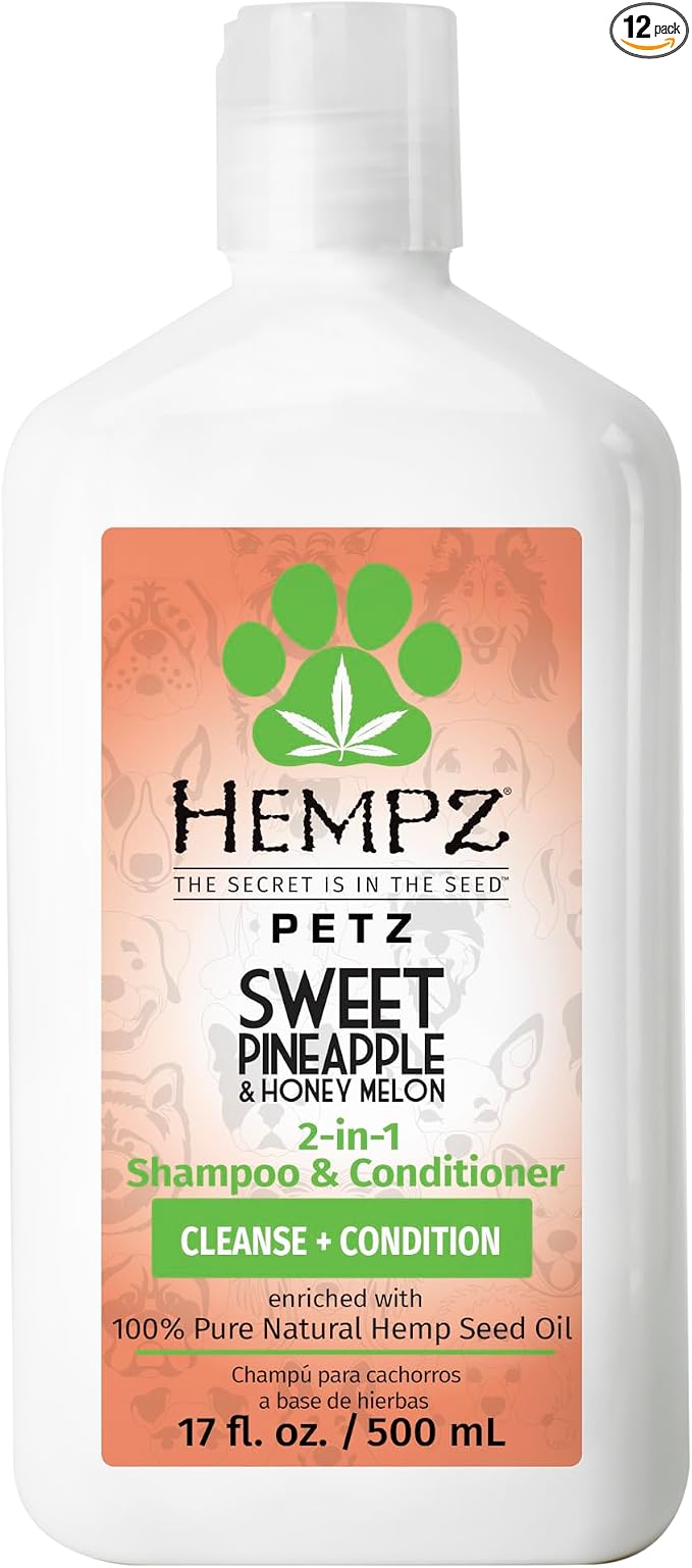 Hempz Petz, Dog Shampoo & Conditioner, Sweet Pineapple Honey Melon 2-in-1 Shampoo and Conditioner, Cleans, Conditions & Moisturizes, 17 fl. Oz
