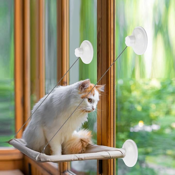 DONGKER Cat Window Perch Suction Cup,4 PCS Cats Hammock Window Seat Suction Cups for Cat Kitty Windows Bed Shelf Resting Bed