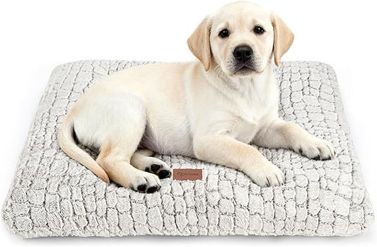 Dog Bed Crate Pad - Soft Fluffy Pet Cushion Mat Anti-Slip Comfy Kennel Pad for Crates