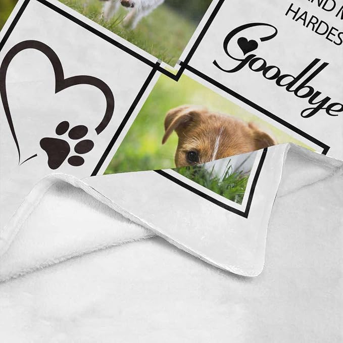 Artsadd Custom Memorial Blanket with Photos and Name-in Loving Memory Gifts Personalized for Loved Ones Lost-Remembrance Blankets for Dogs Cats Pets Lover-White