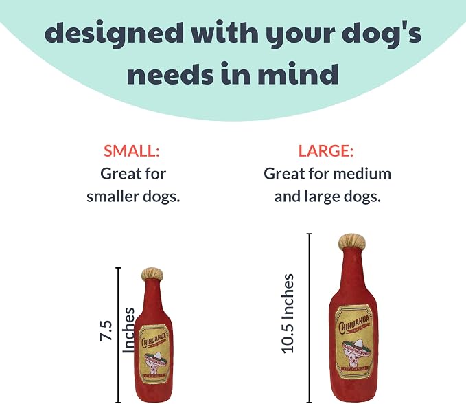 Huxley & Kent for Dogs | Hot Chihuahua Sauce (Large) | Funny Dog Toy | Dog Toy with Squeaker | Dog Gift | Fun, Durable, and Safe | Squeaky Dog Toy