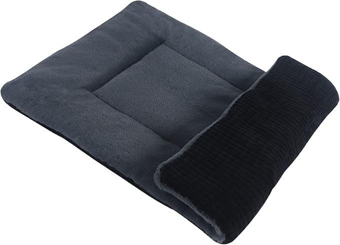 Reversible Dog Bed Mat with Plush and Corn Velvet,Soft Warm Pet Cushion, Dual Purpose Washable Sleeping Mattress Bed for Small Medium Large Dog and Cat XB004 (42"x28", Dark Grey)
