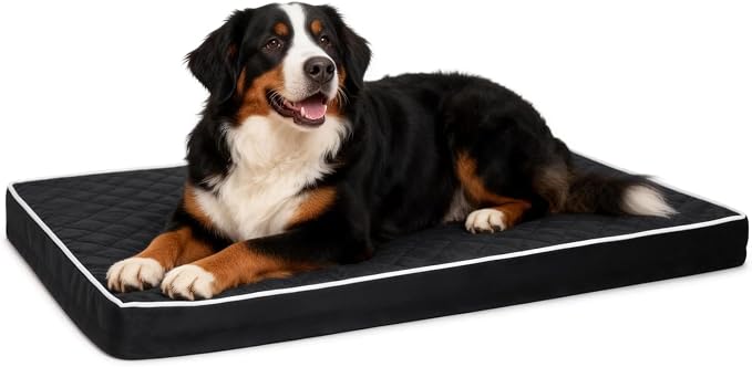 NUPIDA Orthopedic Dog Beds for Extra Large 48 inch Dog Crate Bed Waterproof Pet Kennel Pad with Removable Washable Cover and Non-Slip Bottom, 47x29 Inch, Black
