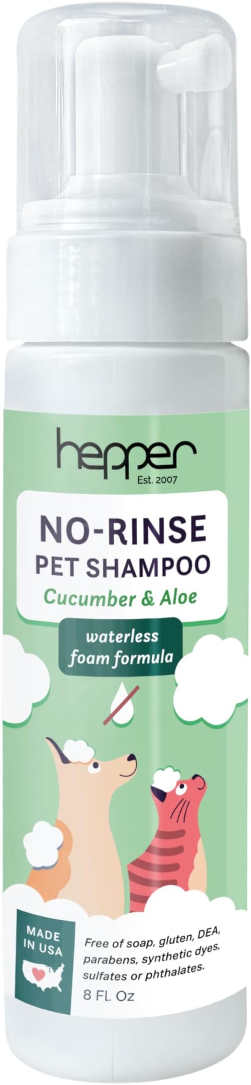 Hepper Waterless No Rinse Dry Shampoo for Dogs & Cats - 8oz