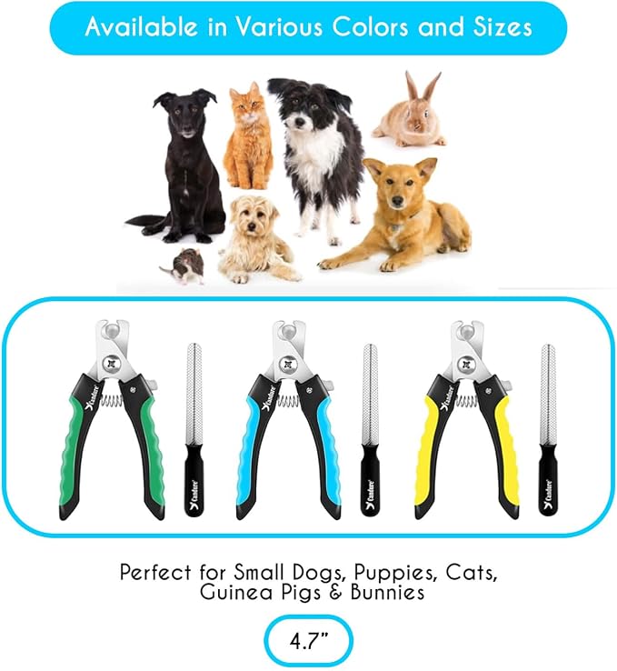 Candure Pet Nail Clippers Professional Nail Trimmer Suitable for Puppy, Cats, Rabbits and Guinea Pigs - Safety Lock/Protective Guard to Avoid Over Cutting (Blue, Small)
