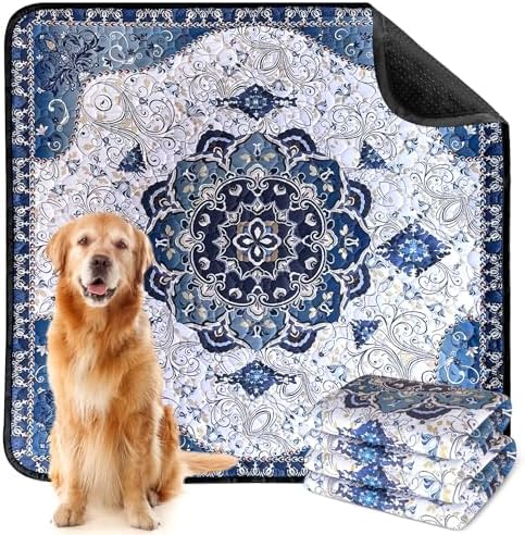 Washable Puppy Dog Pee Pad, 2 Pack Reusable Pee Pads for Dogs, Super Absorbent Leakproof Dog Pads Training Pads with Bohemia Patterns for Potty Training, Incontinence, 24” x 36”