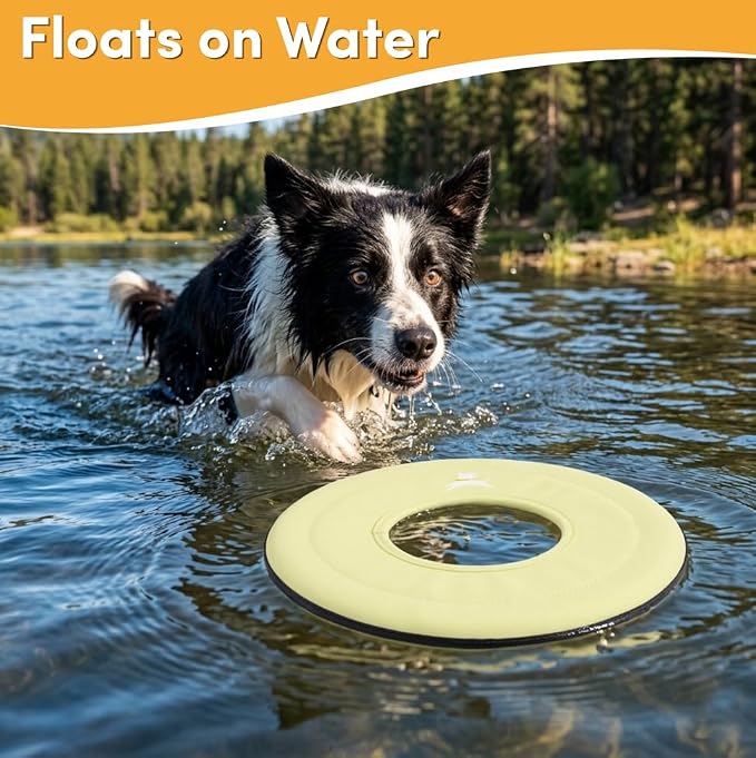 OllyDog Super Flyer Dog Flying Disc – Floating Fetch Toy for Water Play, Soft Eco-Friendly Recycled Fabric, Gentle on Teeth, 11" for Medium & Large Dogs (Sol, 11")