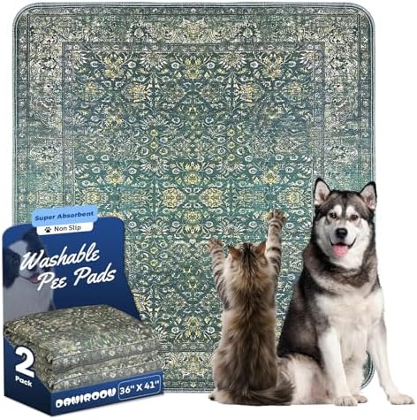 Washable Pee Pads for Dogs, Waterproof Leakproof Super Absorbent Non-Slip Whelping Training Cats Pads Litter Mat for Furniture Protector Pet Housebreaking, Reusable Puppy Pads