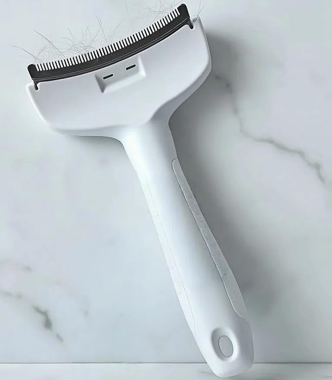White Small Dog Brush for Shedding, Tight V-Tooth Deshedding Comb with Ergonomic Handle, Deshedding Tool for Tiny Breeds and Cats