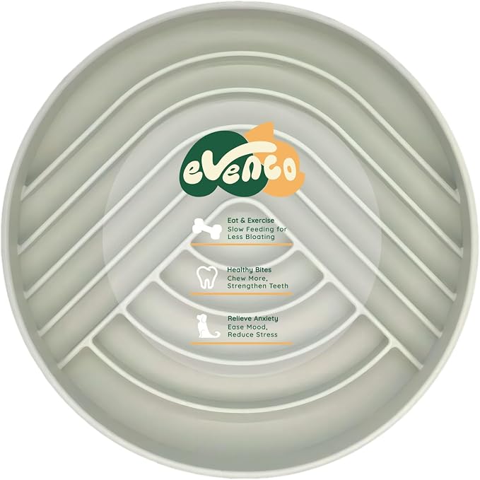 Slow Feeder Dog Bowls, Slowdown Bowl - Silicone Dog Feeding Bowls with Suction Cups for Puppies, Modern Lick Mat Design, Reduces Gulping, Dishwasher Fit, Mealtime Challenge, 7.5" x 1.3" Green