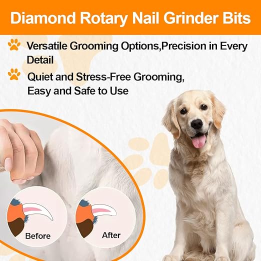 Diamond Rotary Pet Nail Grinder Bits Dog Nail Grinder Replacement Head -5PCS 1/8" Replacement Grinder Wheel for Animals Nail Care(A)