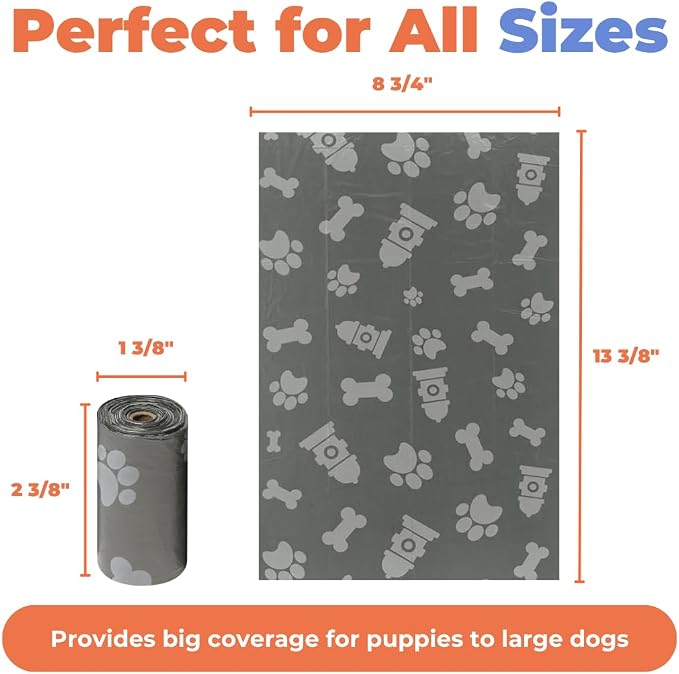 Best Pet Supplies Dog Poop Bags for Waste Refuse Cleanup, Doggy Roll Replacements for Outdoor Puppy Walking and Travel, Leak Proof and Tear Resistant, Thick Plastic - Gray, 150 Bags