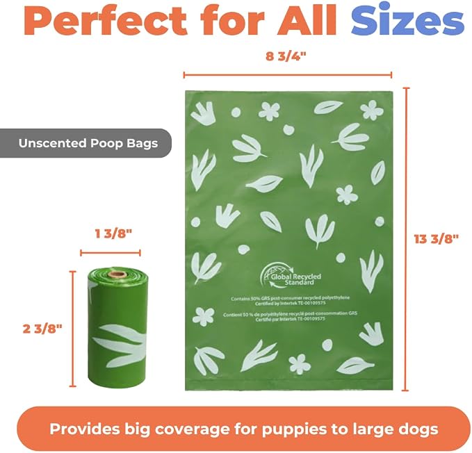 Best Pet Supplies Dog Poop Bags for Waste Refuse Cleanup, Doggy Roll Replacements for Outdoor Puppy Walking and Travel, Leak Proof and Tear Resistant, Thick Plastic - Green (Unscented), 150 Bags