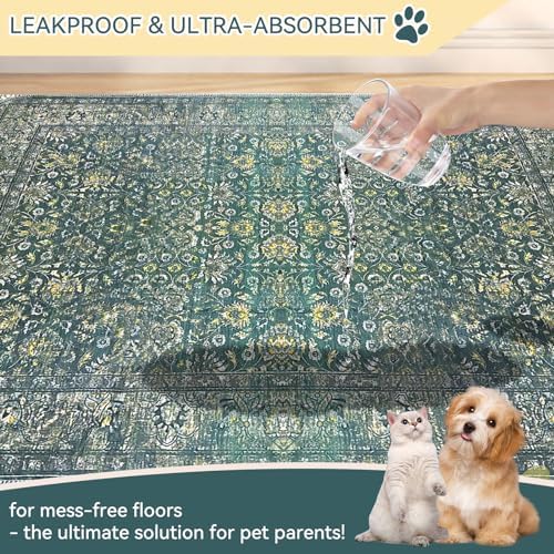 Washable Pee Pads for Dogs, Waterproof Leakproof Super Absorbent Non-Slip Whelping Training Cats Pads Litter Mat for Furniture Protector Pet Housebreaking, Reusable Puppy Pads
