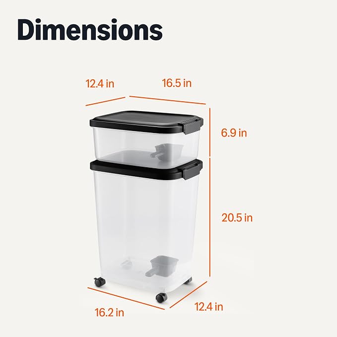 Amazon Basics Pet Food Storage Container Set, 30lbs and 10lbs with Scoop, for Dogs and Cats