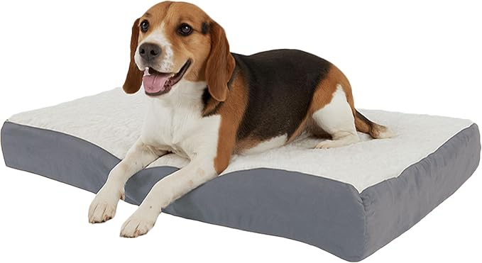 PETMAKER Orthopedic Pet Bed – 2-Layer Memory Foam Dog Bed with Removable Sherpa Cover – Comes with Additional Mattress Replacement Cover (Gray)