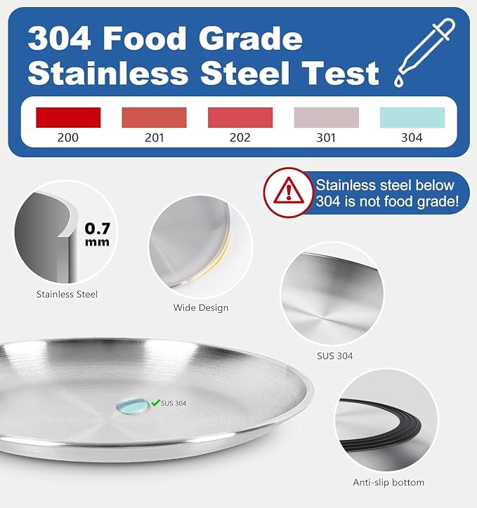 Supet Cat Plates for Wet Food, Non Slip Food Bowls Whisker Friendly, Stainless Steel Shallow Wide Dishes for Indoor Cats (13Oz, 8Pcs)