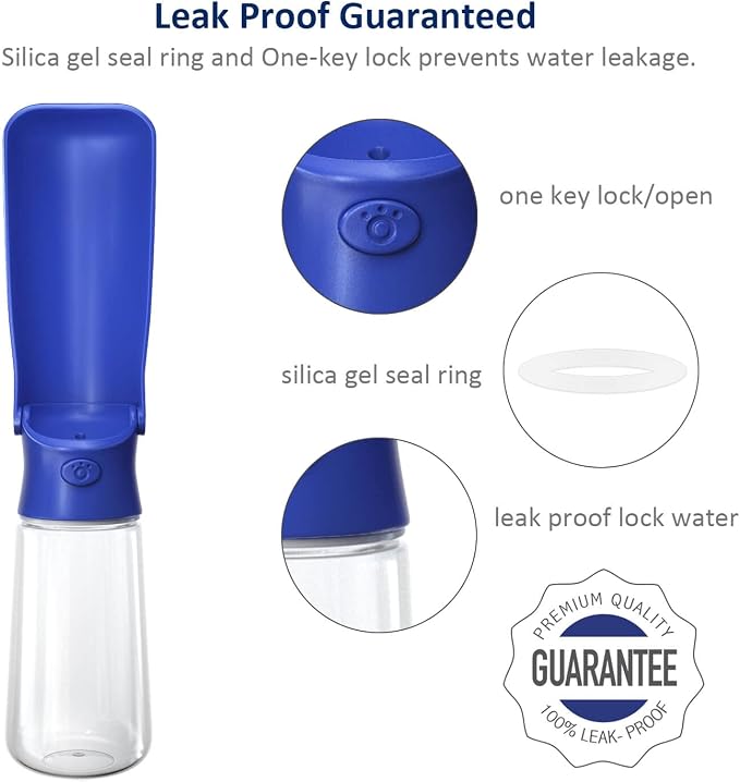 WePet Foldable Portable Dog Water Bottle Puppy Water Dispenser with Drinking Feeder, 19 OZ, High-Temperature Resistant Leak Proof for Pets Outdoor Walking, Hiking, Travel, Food Grade Plastic BPA Free