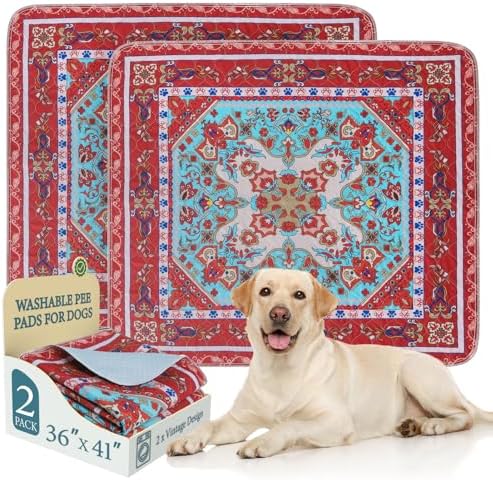 Homimp Washable Pee Pads for Dogs, 2 Pack Reusable Puppy Pads Waterproof, Absorbent and Leakproof Dog Pee Pads, Non Slip Puppy Training Pads, Pet Mat for Floor, Crate, Couch, Whelping,Brown, 36"x41"