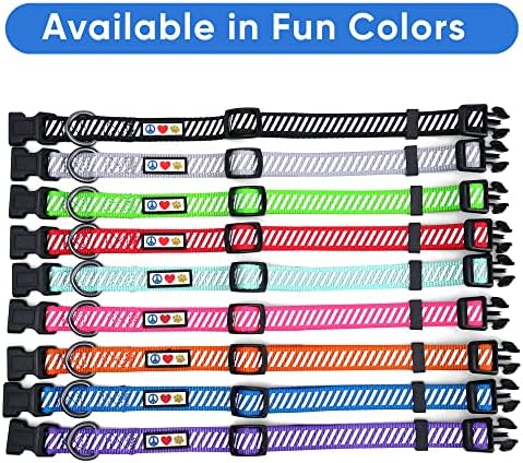 Pawtitas Reflective Dog Collar Reflective Thread Reflective Dog Collar Personalized Name Phone Number Adjustable Collar for Small Dogs Extra Small Puppy Orange Dog Collar Extra Small Breeds
