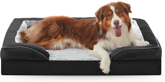 FURTIME Orthopedic Dog Bed for Medium Size Dog, Waterproof Dog Beds, 35x25x6.5 Supportive Foam Pet Couch Bed with Removable Washable Cover and Nonskid Bottom