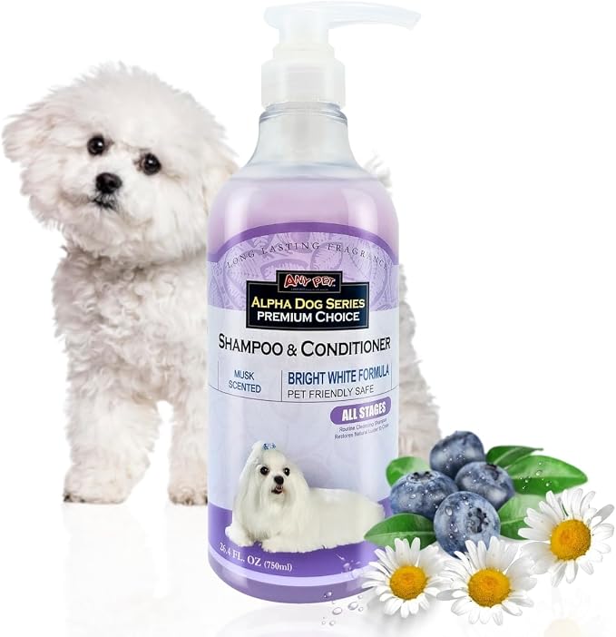 Bright White Grooming Natural Dog Shampoo and Conditioner with Aloe Vera, pH balanced Shampoo for Dogs, Tear-Free, Moisturizing Dog Shampoo for Sensitive Skin - 26.4 Oz