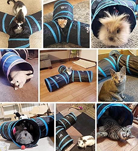 Pawaboo Cat Tunnel, Cat Tunnels for Indoor Cats, 3-Way Foldable Cats Tube