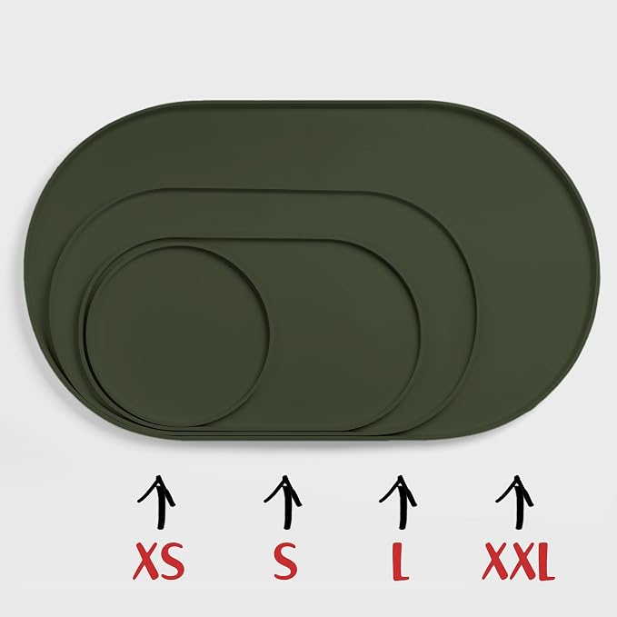 DogBuddy Dog Food Mat - Waterproof Dog Bowl Mat, Silicone Pet Mat for Food and Water Bowls, Nonslip Pet Feeding Mat with Edges, Dogs Food Mats for Floors, Puppy Supplies (Small, Khaki Green)