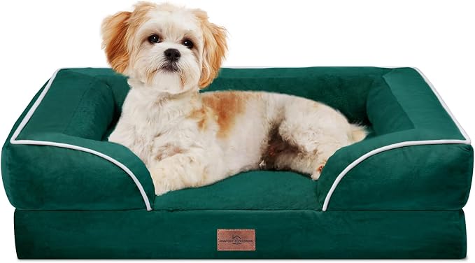 Comfort Expression Orthopedic Dog Bed for Medium Size Dog with Bolster | Waterproof Dog Couch Bed with Washable Cover & Non-Slip Bottom, Supportive Egg Crate Foam Medium Pet Bed, 28x19 Inch