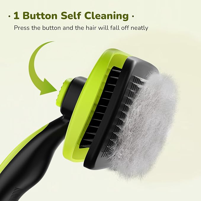 Pecute Skin Friendly Self-Cleaning Slicker Brush for Dog & Cat Shedding | 1 click clean, Lightweight, Undercoat hair removal, For short/long/double/white coats