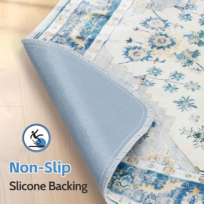 Washable Pee Pads for Dogs, 2 Pack Reusable Puppy Training Pads 72"x72" Super Absorbent Waterproof Dog Training Pads, Non-Slip Potty Pads, Whelping Pads Litter Mat Blue Medallion