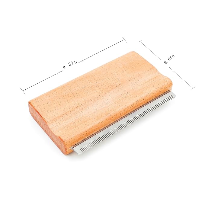 Deshedding Dog Brush with Wood Handle | Deshedding Comb, Undercoat Brush, Dog & Cat Hair Grooming Tool