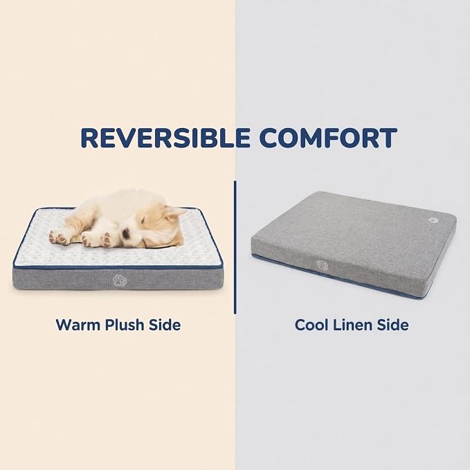 EMPSIGN Reversible Dog Bed Mat for Crate Washable Pet Bed for Dogs | Plush Canvas Dog Bed with Reversible Dual-Sided Cover fits Crates and Kennels, Machine Washable for Easy Cleaning.