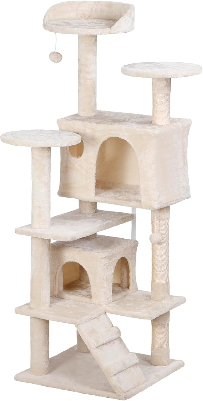 54 in Cat Tree Tower for Indoor Cats Multi-Level Cat Condo Cat Bed Furniture with Scratching Post Kittens Activity Center