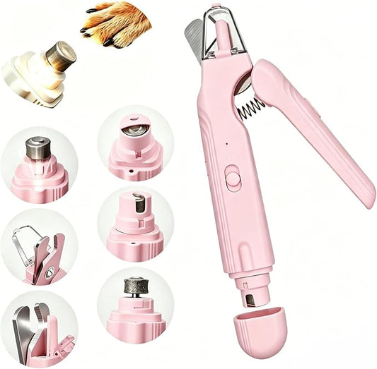 Quiet 2 in 1 Dog Nail Clippers & Cat Claw Trimmers,USB Rechargeable Claw Clippers for Small Medium Dogs and Cats,Cordless Safe Guard Nail Grinder with LED Lights Pink