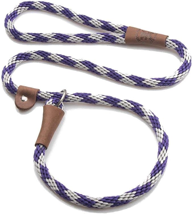 Mendota Pet Slip Leash - Dog Lead and Collar Combo - Made in The USA - Amethyst, 1/2 in x 4 ft - for Large Breeds