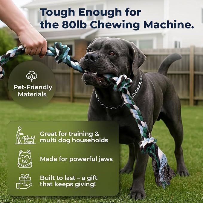 Giant Dog Rope Toys for Extra Large Dogs 2 Pack- 42 Inch, 6 Knot Tough Rope Chew Toys for Large Dogs - Benefits Non-Profit Animal Rescue - Indestructible Dog Toy for Aggressive Chewers (Red/Green 2PK)